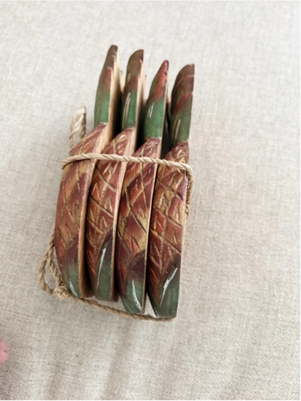 Pineapple Coastal Hand Carved Tropical Coasters